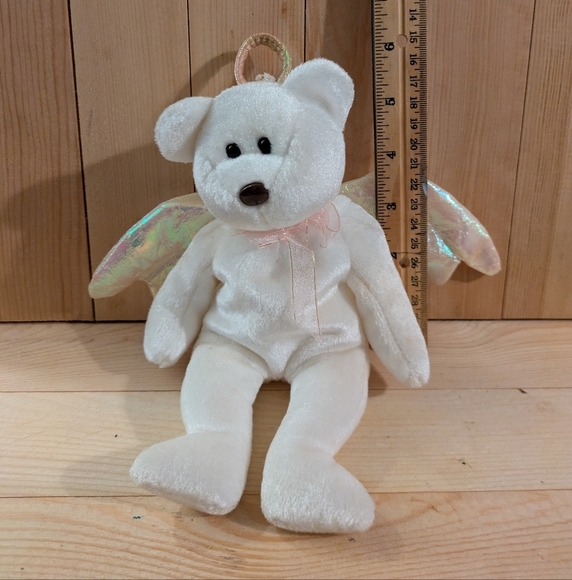 Ty Beanie Babie Halo White Plush Bear with Iridescent Wings - Picture 2 of 5